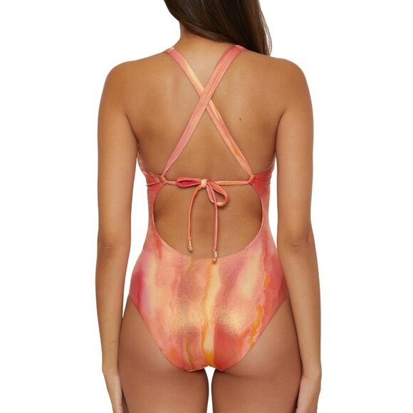 NWT Becca Womens Standard Solar Energy One Piece Swimsuit 311057 Multi Pink M - Picture 3 of 8